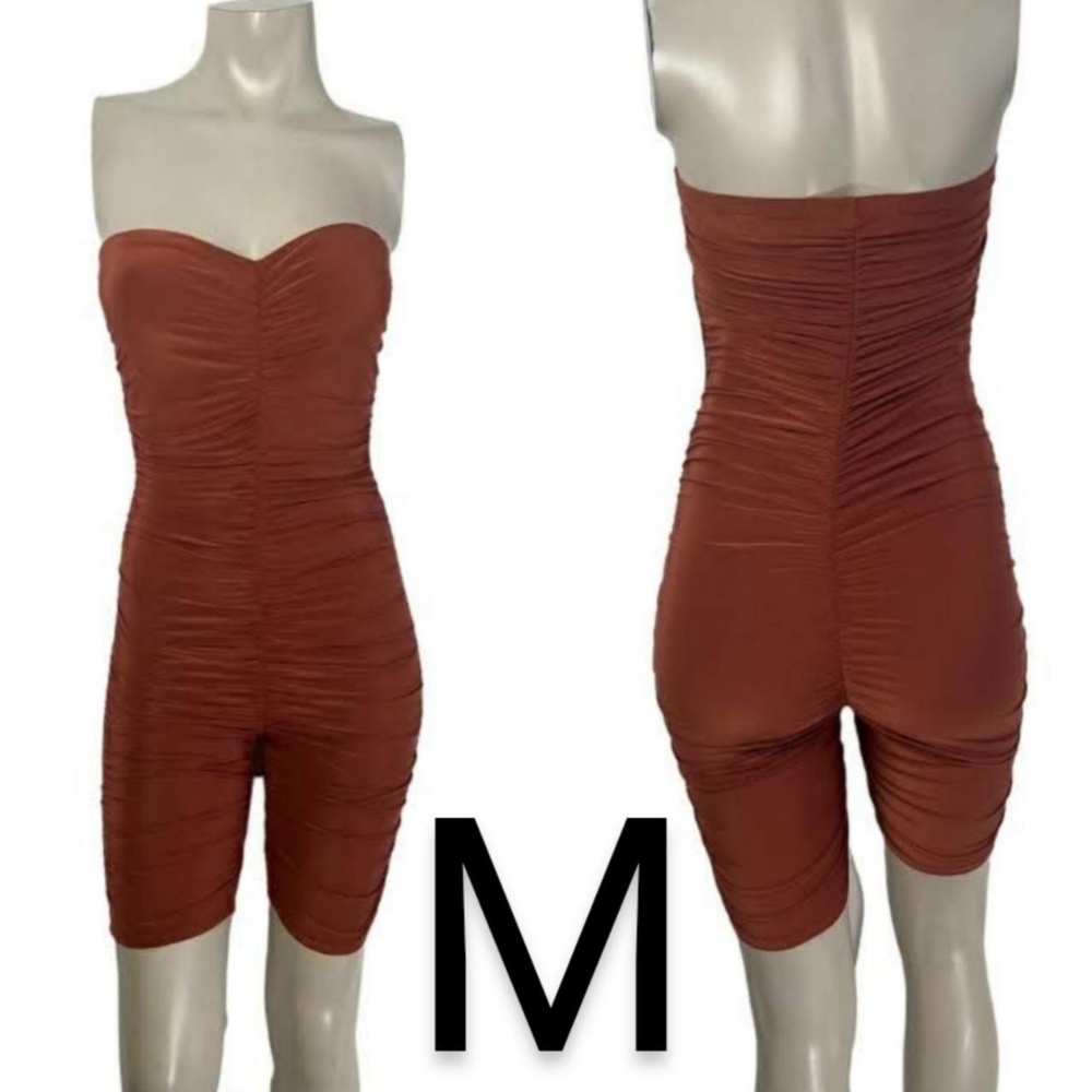🆕Rust Mauve Ruched Tube Fashion Romper~Size M